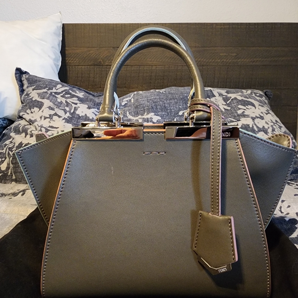 Fendi Dark Grey Leather Mini 3Jours Tote